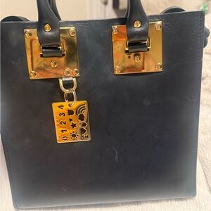 SOPHIE HULME- London Chic Black Tote with Gold Hardware